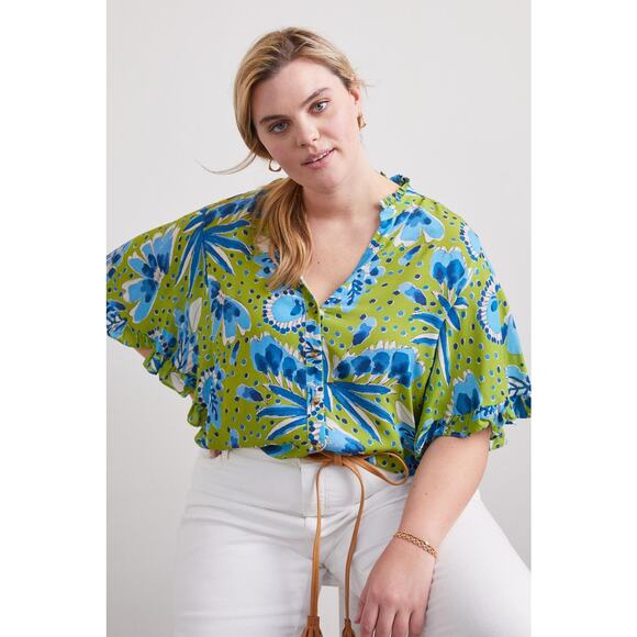 Vera for Anthropologie Valley Flutter-Sleeved Buttondown Multicolor Size XL - Picture 1 of 10